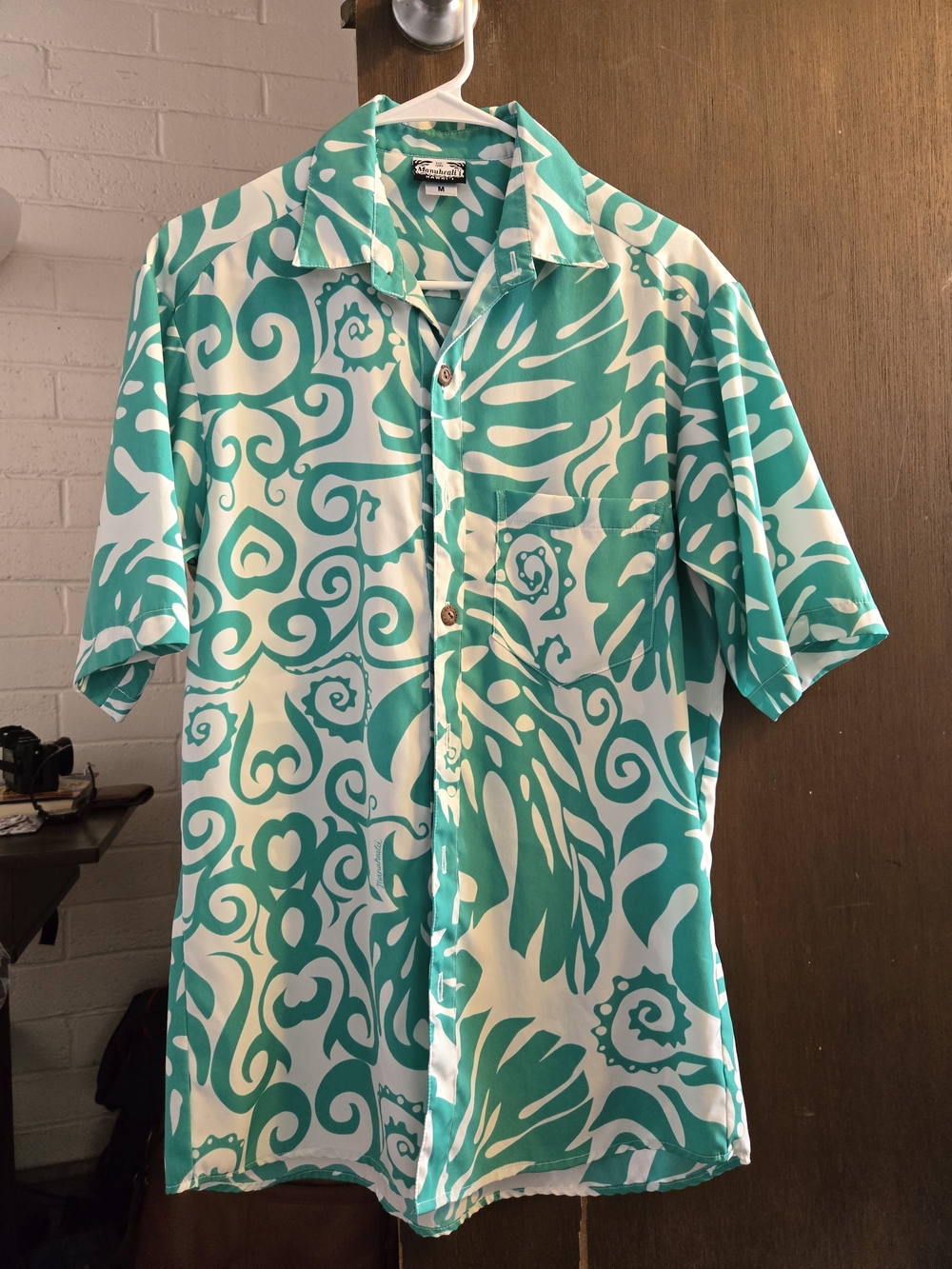 Manuhealii Teal & White Button-Down Shirt